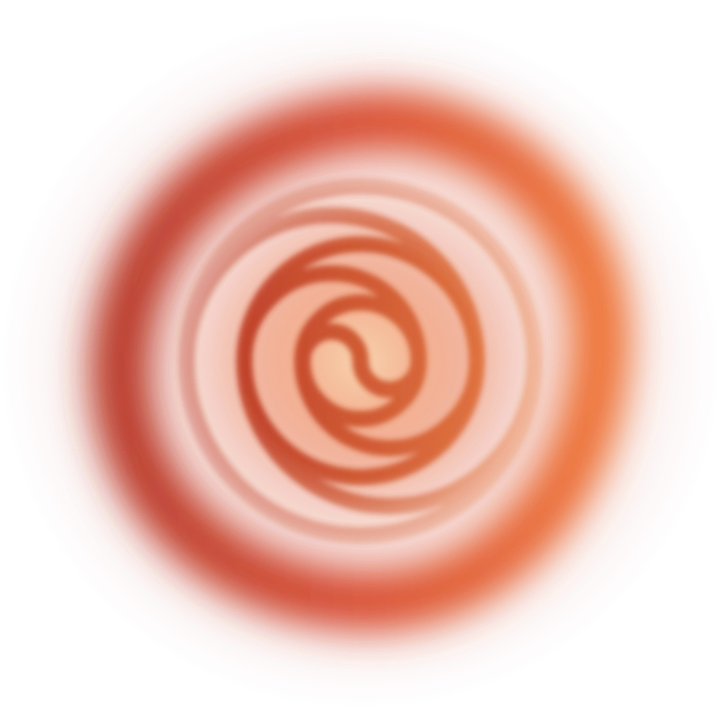 The Immersive Health whorl aperture: a soft red-orange ring around a glowing core and one continuous double-whorl line.